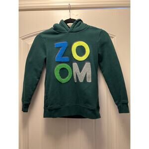 Mini Boden Zoom‎ Print Pullover Youth Hoodie Active Sweatshirt Size 8-9Y Green